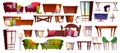 Home furniture vector isolated interior icons