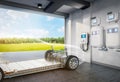 Home garage with charger for electric car