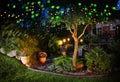 Home garden festive illumination lights Royalty Free Stock Photo