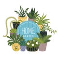 Home garden flat banner vector isolated template