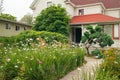 Home garden with flowers Royalty Free Stock Photo