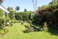 Home garden with small pond