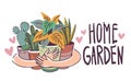 Home garden vector concept illustration. Plant lover image