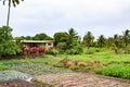 Small private house with garden for fresh vegetables and plantation of fruits in Rarotonga, Cook Islands, Island in South Pacific Royalty Free Stock Photo