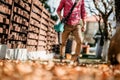 home gardening with leaf vacuum and blower