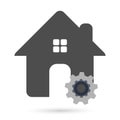 Home gear house logo simple flat icon vector illustrations Royalty Free Stock Photo