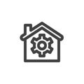 Home and gear line icon