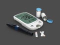 home glucometer with hand. concept of pharmacy, 3d illustration Royalty Free Stock Photo