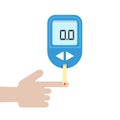 Home glucometer with hand Royalty Free Stock Photo