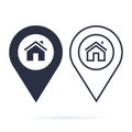Home gps map pointer, map pin icon arrow pin, compass location. Royalty Free Stock Photo