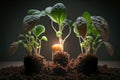 home growing greens plant under lights Generative AI Royalty Free Stock Photo