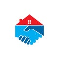 Home handshake logo , building logo vector
