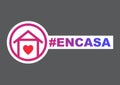 At Home hashtag icon in spanish language En Casa. Staying at home during a pandemic print. Home Quarantine illustration