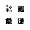 Home hazards prevention black glyph icons set on white space