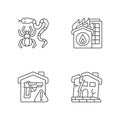 Home hazards prevention linear icons set