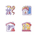 Home hazards prevention RGB color icons set