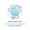 Home health aide blue concept icon