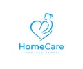 Home healthcare logo design. Elderly care vector design