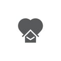 Home with heart icon, color, line, outline vector sign, linear style pictogram isolated on white. Symbol, logo illustration Royalty Free Stock Photo