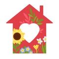 Home with heart sign colorful icon on white background. Royalty Free Stock Photo