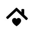 Home heart. Stay home. Vector isolated icon. Home quarantine black isolated vector icon