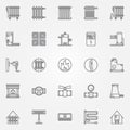 Home heating icons set Royalty Free Stock Photo