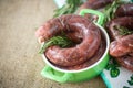 Home hepatic raw sausage with rosemary