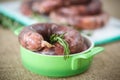 Home hepatic raw sausage with rosemary