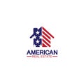 home house american flag real estate logo vector illustration Royalty Free Stock Photo