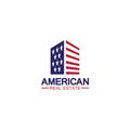 home house american flag real estate logo vector illustration Royalty Free Stock Photo