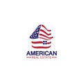 home house american flag real estate logo vector illustration Royalty Free Stock Photo