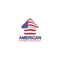 home house american flag real estate logo vector illustration Royalty Free Stock Photo