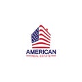home house american flag real estate logo vector illustration Royalty Free Stock Photo