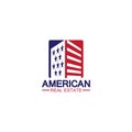 home house american flag real estate logo vector illustration Royalty Free Stock Photo