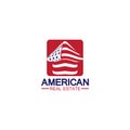 home house american flag real estate logo vector illustration Royalty Free Stock Photo