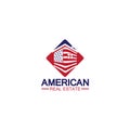 home house american flag real estate logo vector illustration Royalty Free Stock Photo