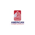 home house american flag real estate logo vector illustration Royalty Free Stock Photo