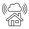 Home house with cloud technology isometric icon, info tech concept. Vector graphics. Cottage building with cloud storage Royalty Free Stock Photo