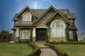 Home House Exterior Front View Lightning Strike evening sky