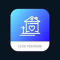 Home, House, Family, Couple, Hut Mobile App Button. Android and IOS Line Version Royalty Free Stock Photo