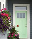 Home House Front Door Design Pastel Green Paint Exterior Front Porch Royalty Free Stock Photo