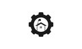 home or house with gear services logo symbol icon vector graphic design illustration Royalty Free Stock Photo