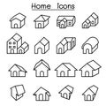 Home, House icon set in thin line style Royalty Free Stock Photo