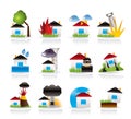 Home and house insurance and risk icons