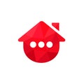 Home or House Logo Incorporated With Three Dots. Abstract Vector Icon. Red Low Poly Style Illustration