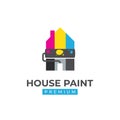 Home house paint painting logo with colorful paint and paint roller brush vector icon illustration concept Royalty Free Stock Photo