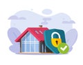 Home house protect insurance shield icon 3d vector or mansion real estate building secure safety graphic illustration, property