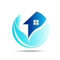 Home, house, real estate, logo, circle building, architecture, blue home plant nature symbol icon design vector