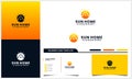 Home or house with sun, sunrise, sunset logo concept and business card template Royalty Free Stock Photo