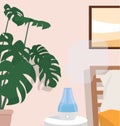 Home humidifier. Air cleaner vaporizer. Vector flat illustration